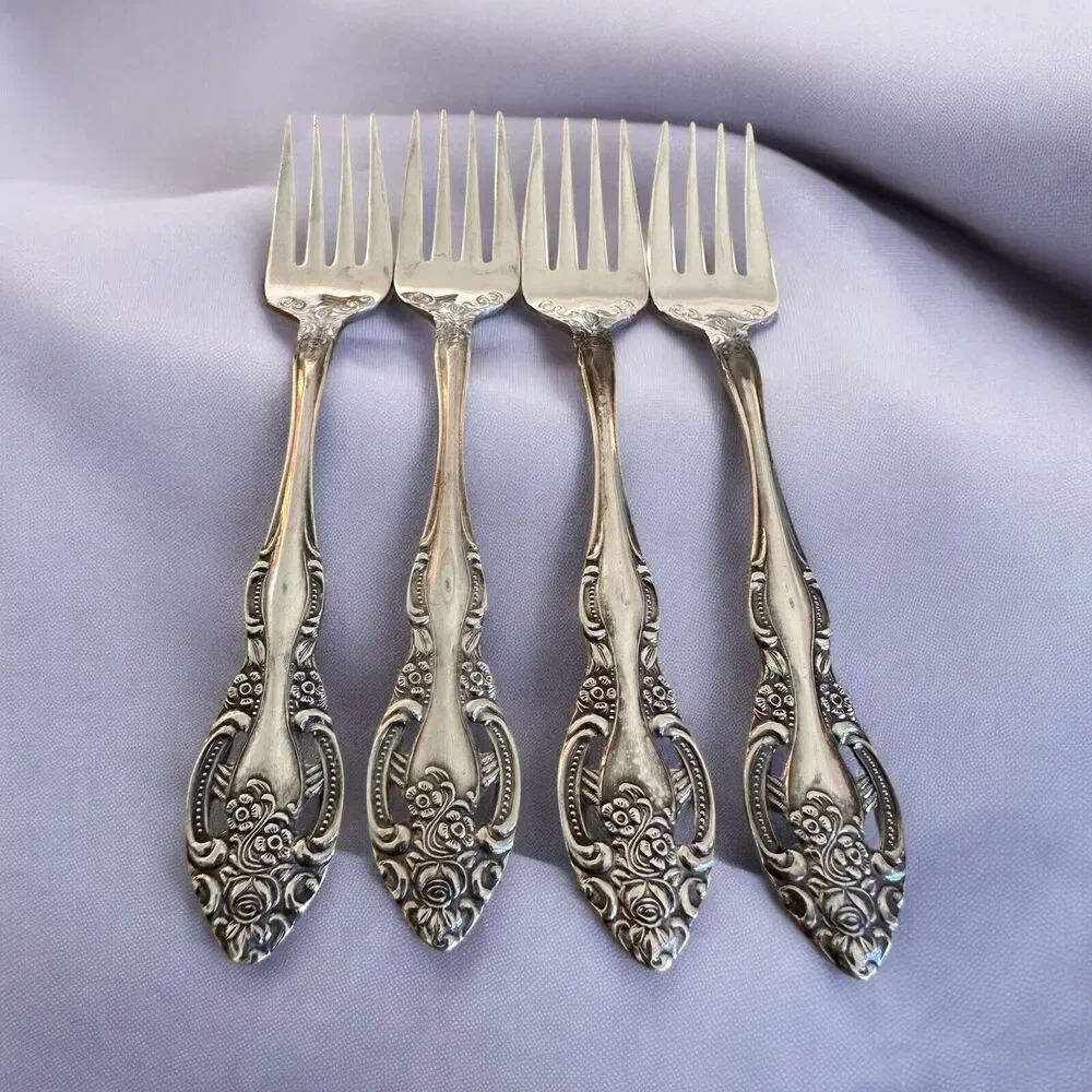 Vintage 1970s Towle Stainless TWS211 Pierced 4 Salad Forks SCC Japan Supreme (C)